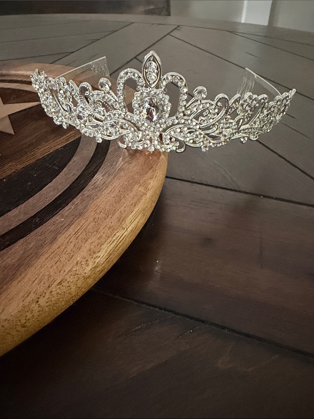 Silver Crystal Bridal Tiara Headband - Elegant Wedding Accessory